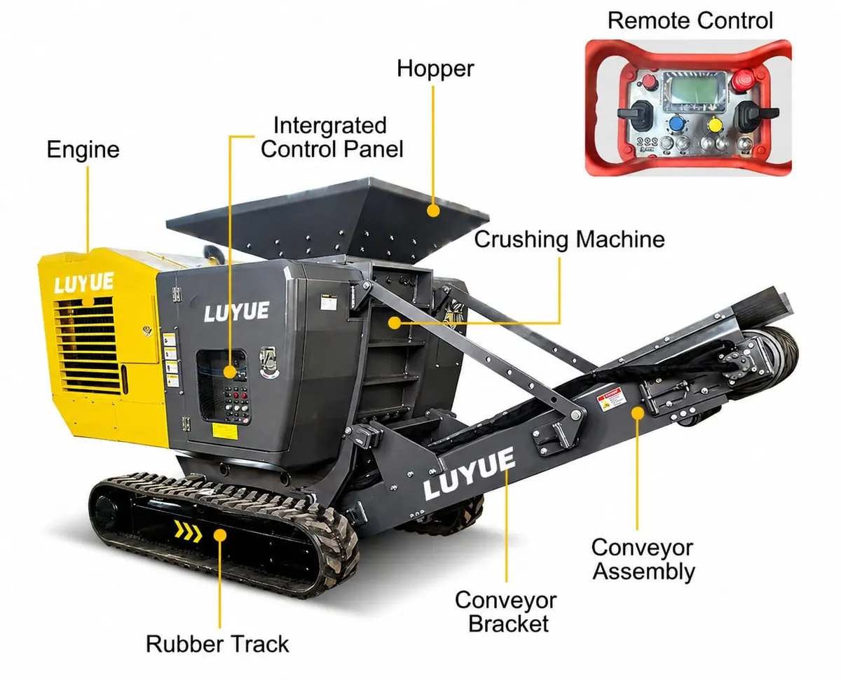 Luyue mobile jaw crusher structure for small rock crushing applications