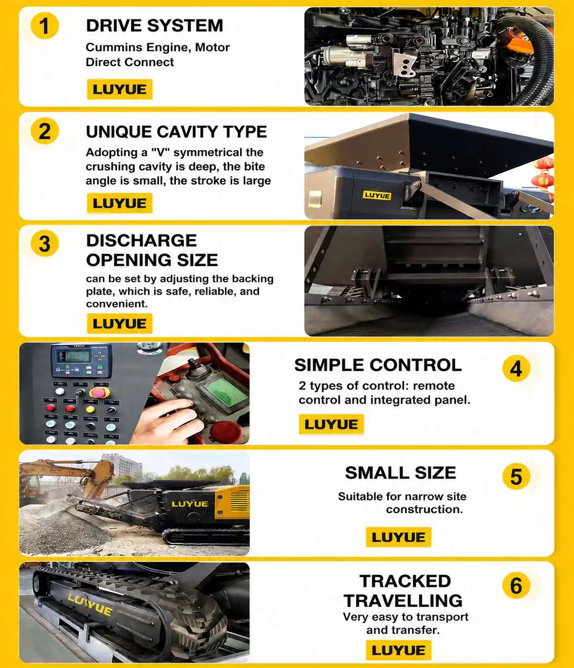 LY50 mobile jaw crusher features for concrete recycling and quarry applications